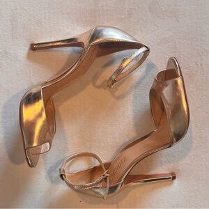 SCHUTZ Metallic Gold Open-Toe Ankle-Strap Heels